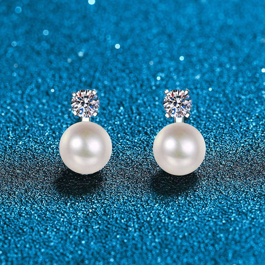 [Vera  Jewelry]ELEGANT NATURAL PEARL & MOISSANITE DROP EARRINGS