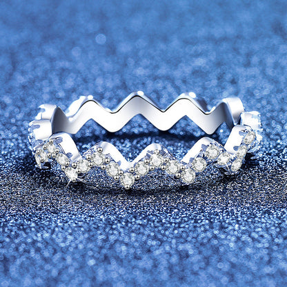 [Vera  Jewelry]CHIC WAVY MOISSANITE ETERNITY RING