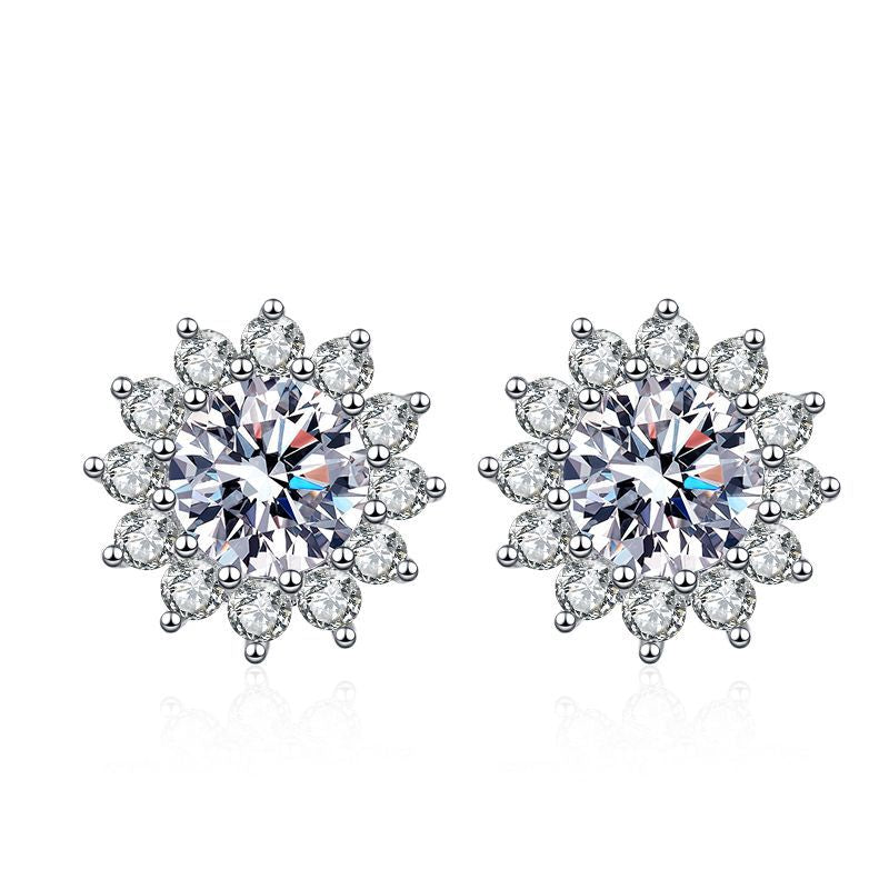 [Vera  Jewelry]BLOOMING SUNFLOWER MOISSANITE STUD EARRINGS
