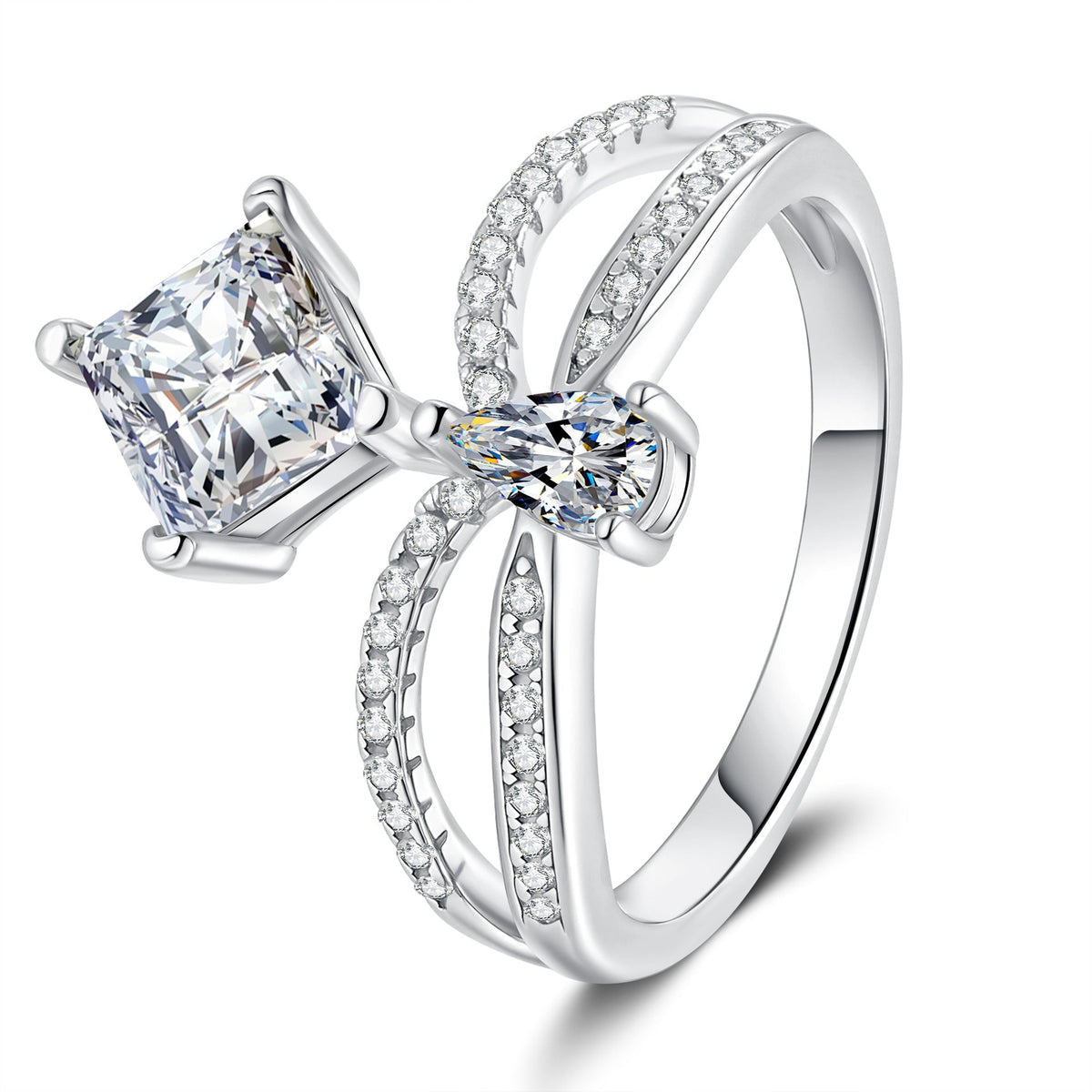[Vera  Jewelry]ELEGANT DOUBLE-TWISTED MOISSANITE RING