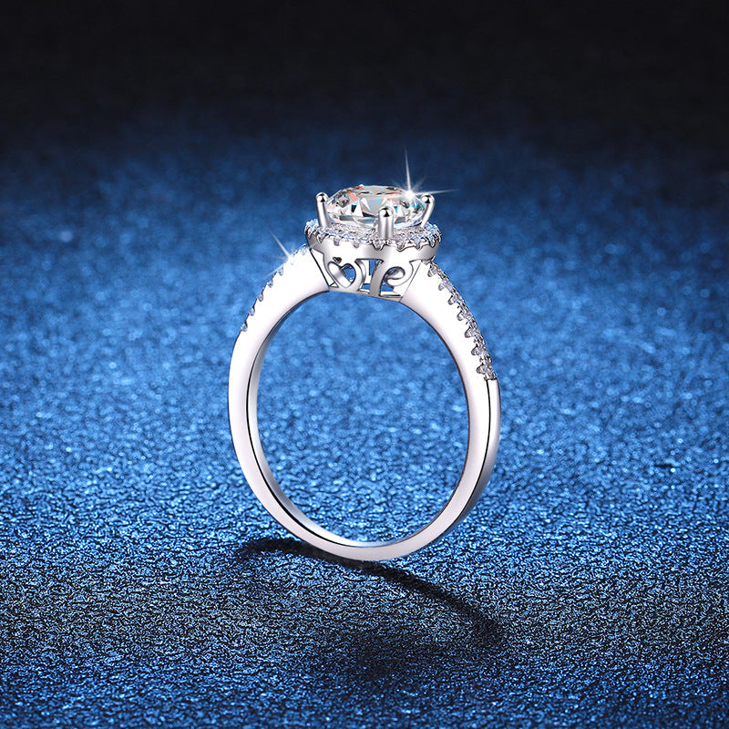 [Vera  Jewelry]RADIANT ROUND HALO MOISSANITE ENGAGEMENT RING
