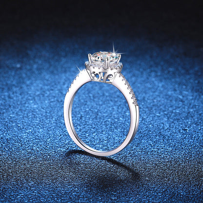 [Vera  Jewelry]RADIANT ROUND HALO MOISSANITE ENGAGEMENT RING
