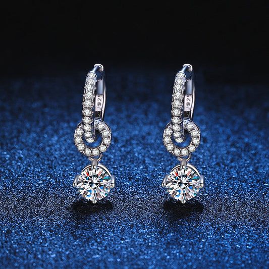 [Vera  Jewelry]INTERLOCKING DOUBLE RING MOISSANITE DROP EARRINGS