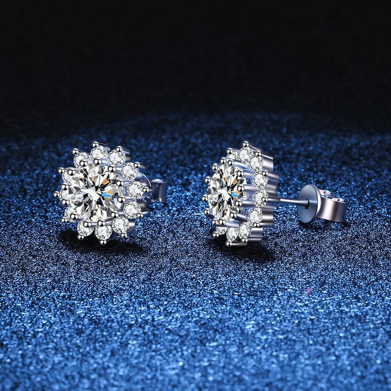 [Vera  Jewelry]BLOOMING SUNFLOWER MOISSANITE STUD EARRINGS