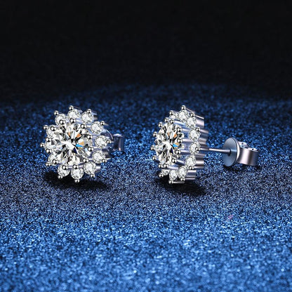 [Vera  Jewelry]BLOOMING SUNFLOWER MOISSANITE STUD EARRINGS