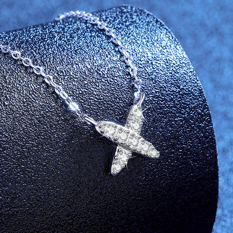 [Vera  Jewelry]MODERN X-SHAPE PAVÉ MOISSANITE NECKLACE