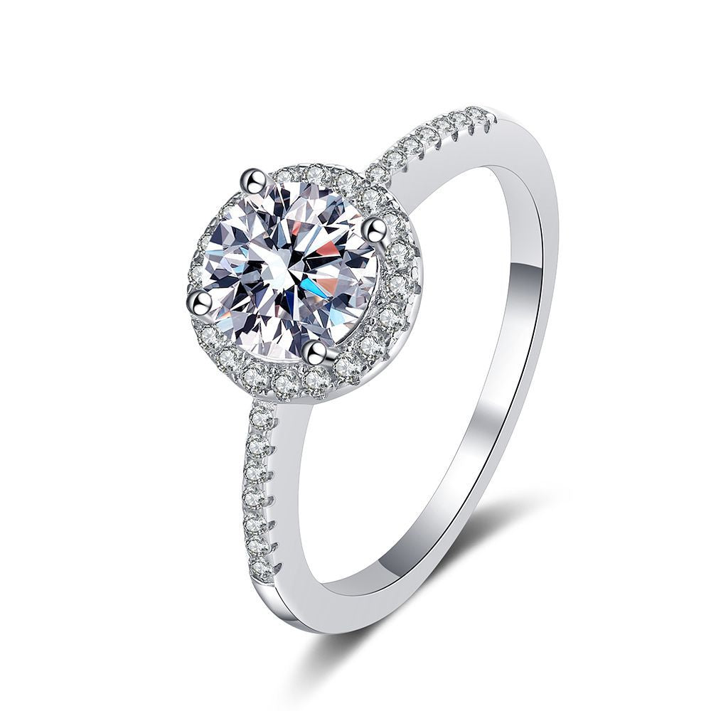 [Vera  Jewelry]RADIANT ROUND HALO MOISSANITE ENGAGEMENT RING