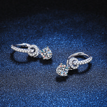 [Vera  Jewelry]INTERLOCKING DOUBLE RING MOISSANITE DROP EARRINGS