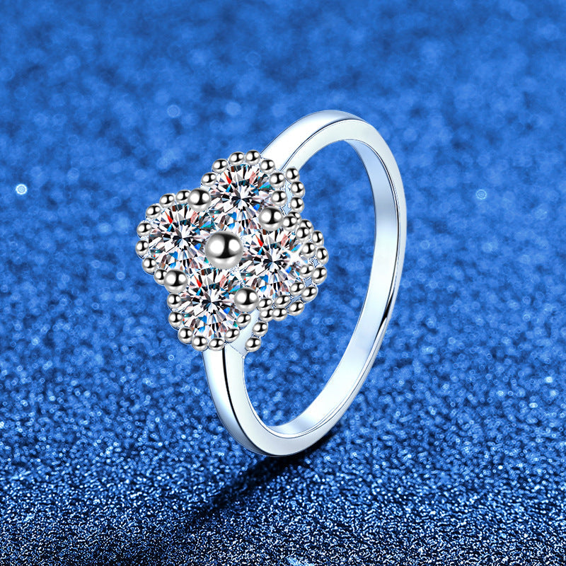 [Vera  Jewelry]ELEGANT FOUR-LEAF CLOVER MOISSANITE RING