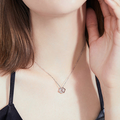 [Vera  Jewelry]GEOMETRIC SUGAR-CUBE MOISSANITE NECKLACE