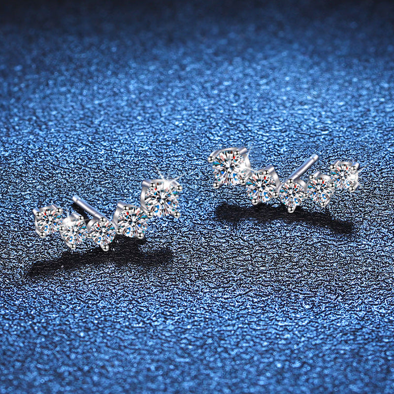 [Vera  Jewelry]SPARKLING SMILE ARC MOISSANITE STUD EARRINGS