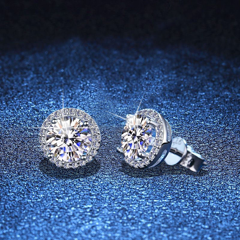[Vera  Jewelry]CLASSIC 4-PRONG ROUND MOISSANITE STUD EARRINGS
