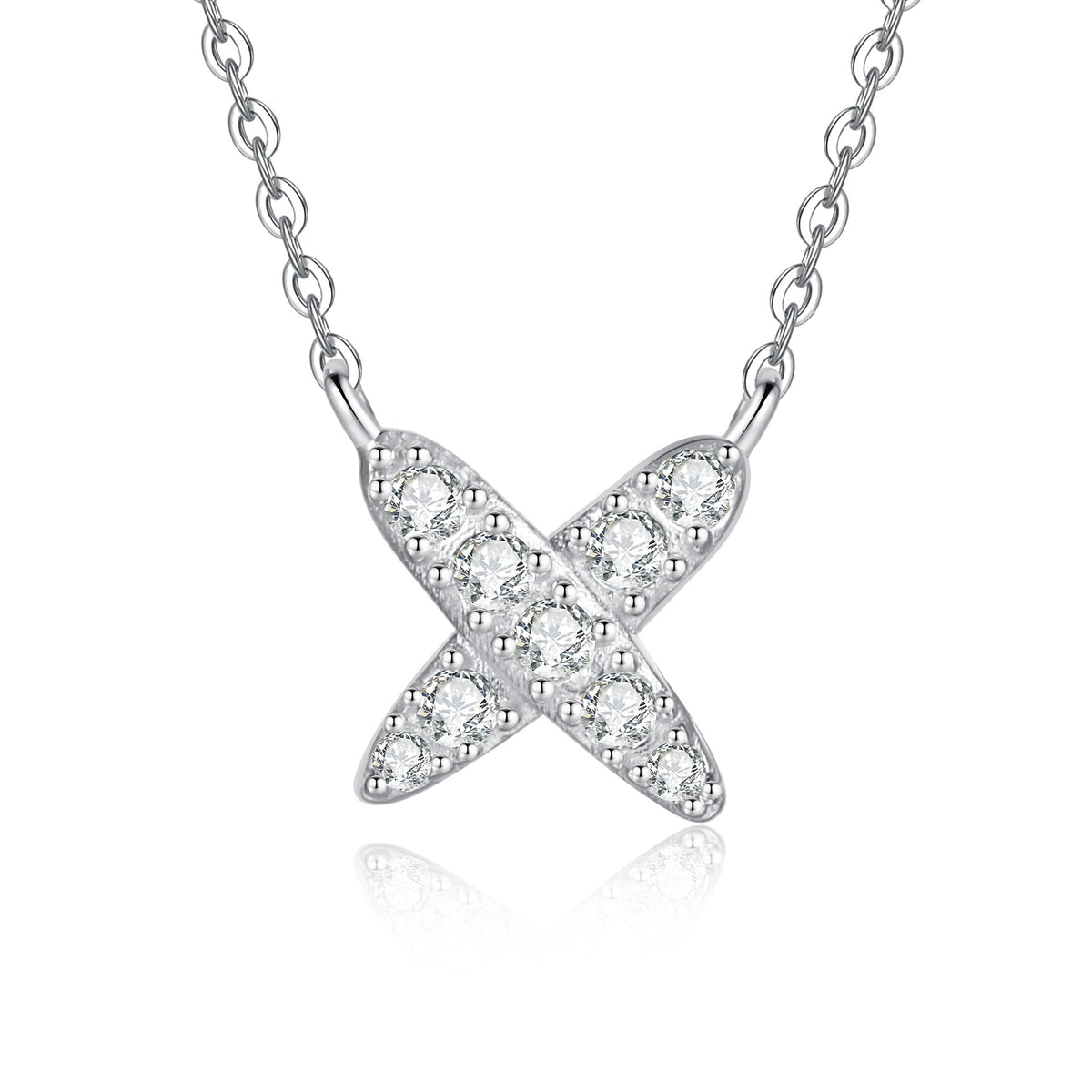 [Vera  Jewelry]MODERN X-SHAPE PAVÉ MOISSANITE NECKLACE
