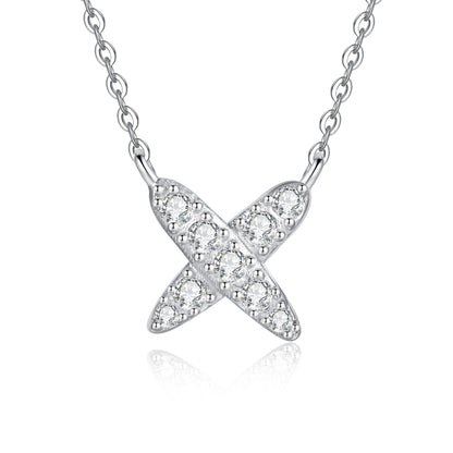 [Vera  Jewelry]MODERN X-SHAPE PAVÉ MOISSANITE NECKLACE
