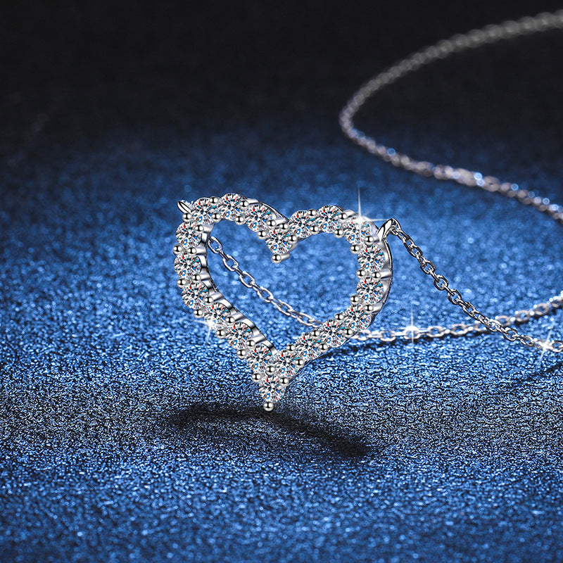 [Vera  Jewelry]ROMANTIC HEART MOISSANITE PENDANT NECKLACE