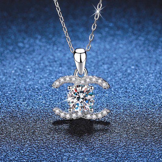 [Vera  Jewelry]CLASSIC INTERLOCKING MOISSANITE PENDANT NECKLACE