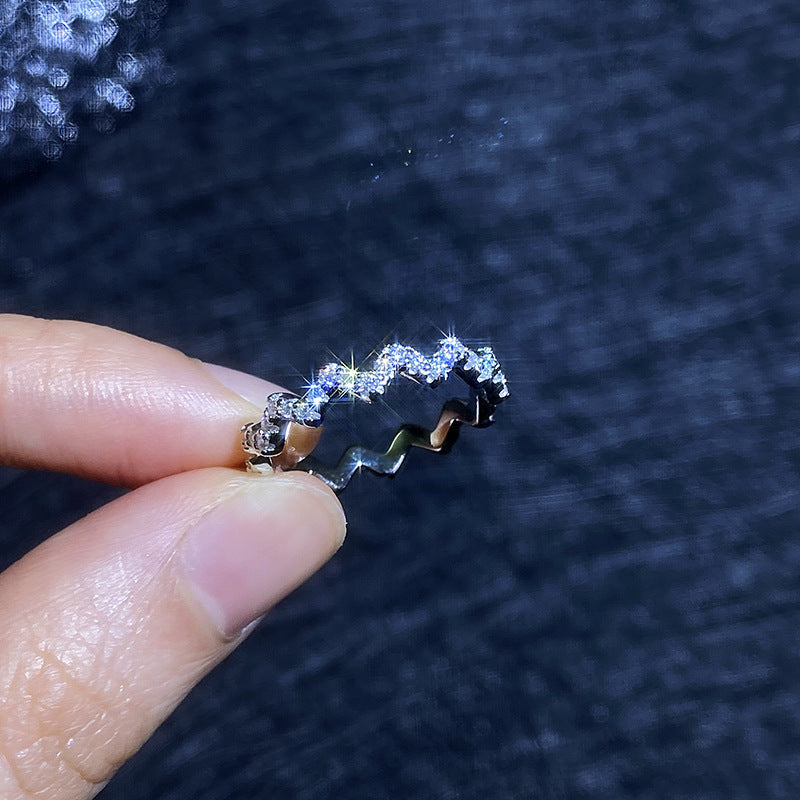[Vera  Jewelry]CHIC WAVY MOISSANITE ETERNITY RING