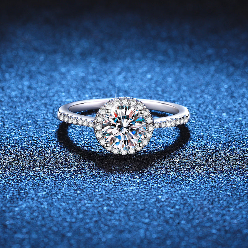 [Vera  Jewelry]RADIANT ROUND HALO MOISSANITE ENGAGEMENT RING