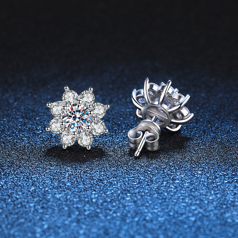 [Vera  Jewelry]RADIANT SUNFLOWER MOISSANITE STUD EARRINGS
