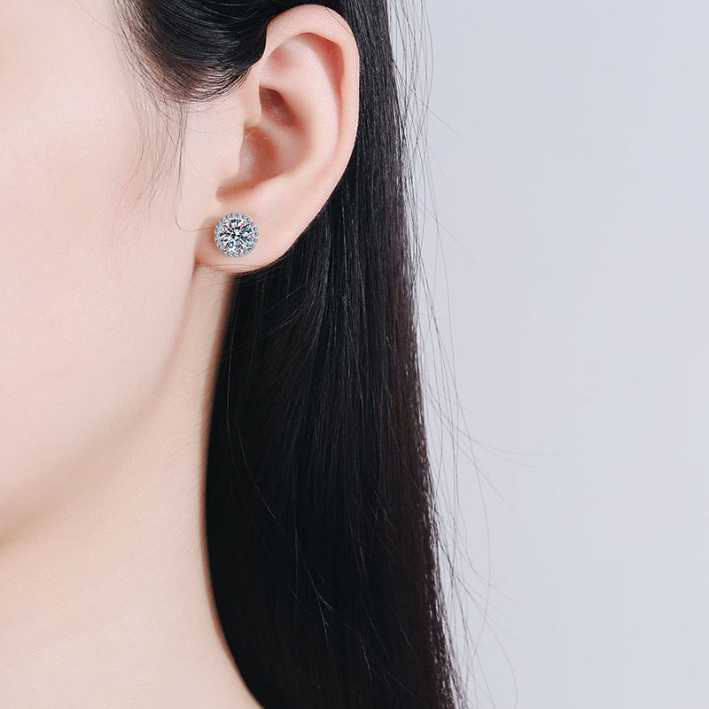 [Vera  Jewelry]CLASSIC 4-PRONG ROUND MOISSANITE STUD EARRINGS