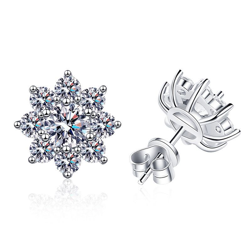 [Vera  Jewelry]RADIANT SUNFLOWER MOISSANITE STUD EARRINGS