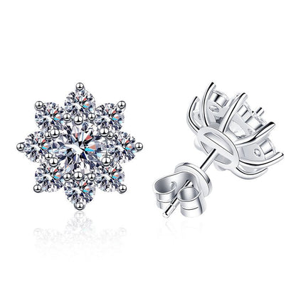 [Vera  Jewelry]RADIANT SUNFLOWER MOISSANITE STUD EARRINGS