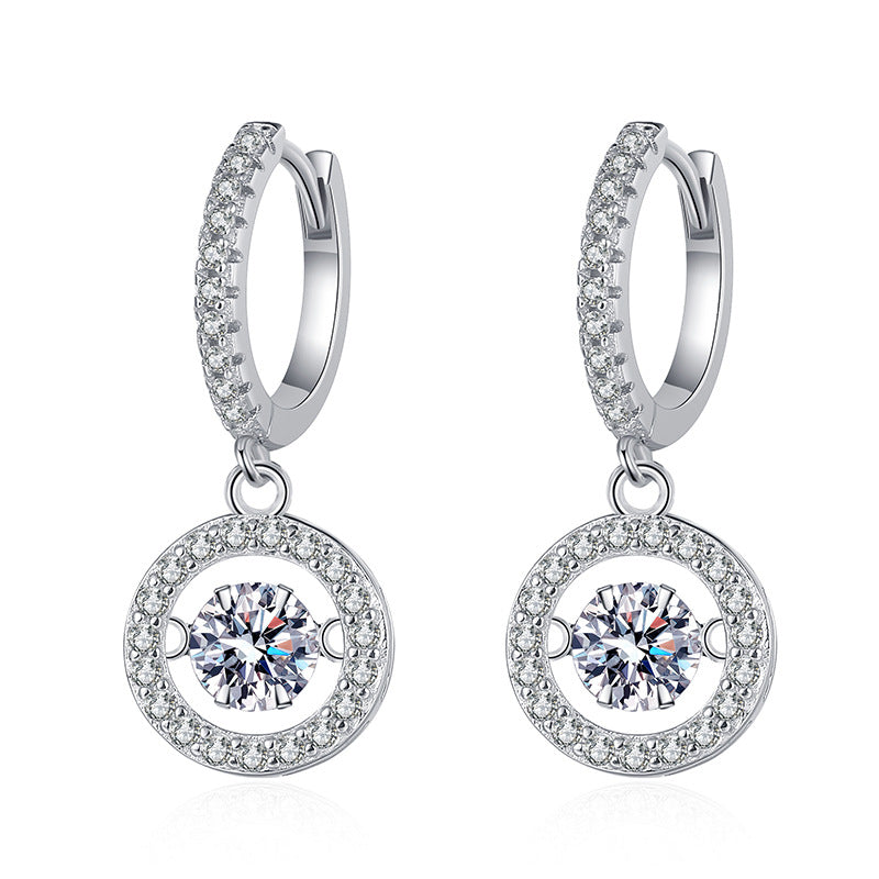 [Vera  Jewelry]DANCING MOISSANITE HALO DROP HOOP EARRINGS