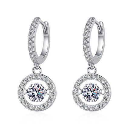 [Vera  Jewelry]DANCING MOISSANITE HALO DROP HOOP EARRINGS