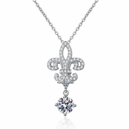 [Vera  Jewelry]ROYAL FLEUR-DE-LIS MOISSANITE PENDANT NECKLACE
