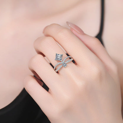 [Vera  Jewelry]ELEGANT DOUBLE-TWISTED MOISSANITE RING