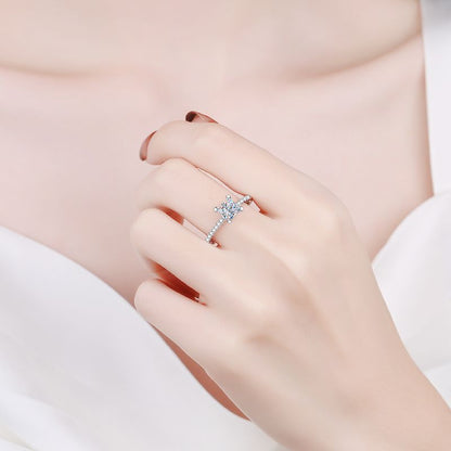 [Vera  Jewelry]ELEGANT PRINCESS CUT MOISSANITE ENGAGEMENT RING