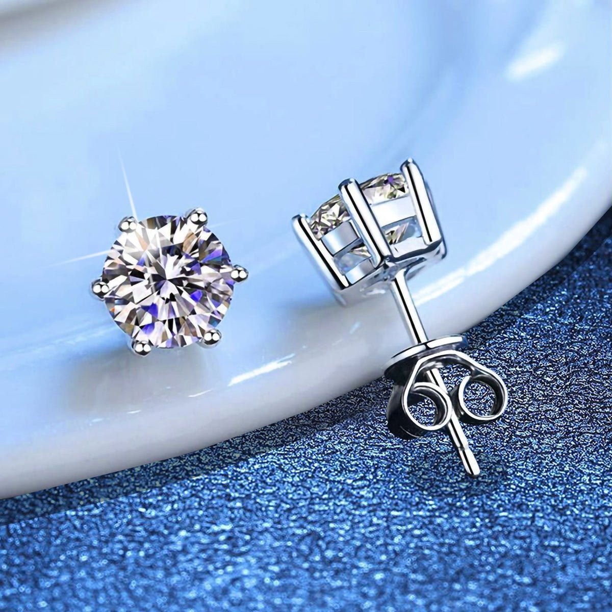 [Vera  Jewelry]SIX-PRONG MOISSANITE EARRINGS