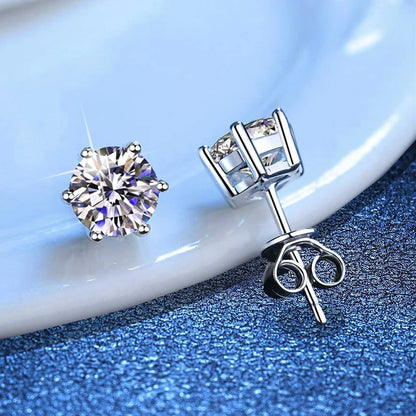[Vera  Jewelry]SIX-PRONG MOISSANITE EARRINGS