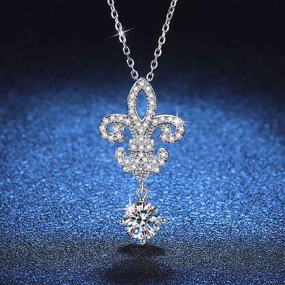 [Vera  Jewelry]ROYAL FLEUR-DE-LIS MOISSANITE PENDANT NECKLACE