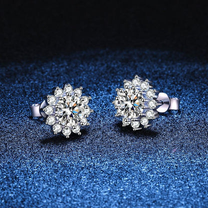 [Vera  Jewelry]BLOOMING SUNFLOWER MOISSANITE STUD EARRINGS