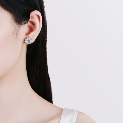 [Vera  Jewelry]RADIANT SUNFLOWER MOISSANITE STUD EARRINGS