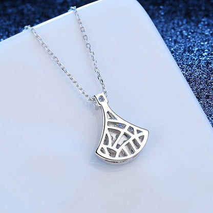 [Vera  Jewelry]ELEGANT FAN-SHAPED MOISSANITE PENDANT NECKLACE