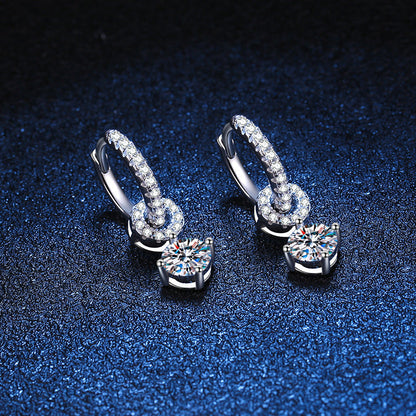 [Vera  Jewelry]INTERLOCKING DOUBLE RING MOISSANITE DROP EARRINGS