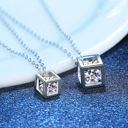 [Vera  Jewelry]GEOMETRIC SUGAR-CUBE MOISSANITE NECKLACE