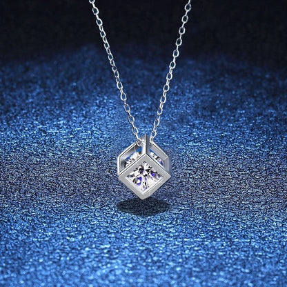 [Vera  Jewelry]GEOMETRIC SUGAR-CUBE MOISSANITE NECKLACE