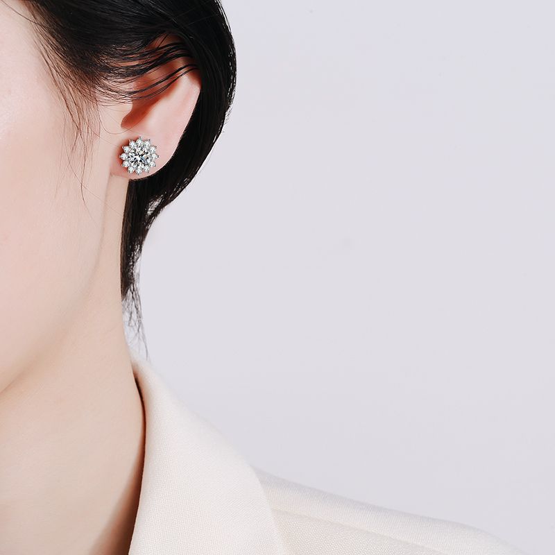 [Vera  Jewelry]BLOOMING SUNFLOWER MOISSANITE STUD EARRINGS