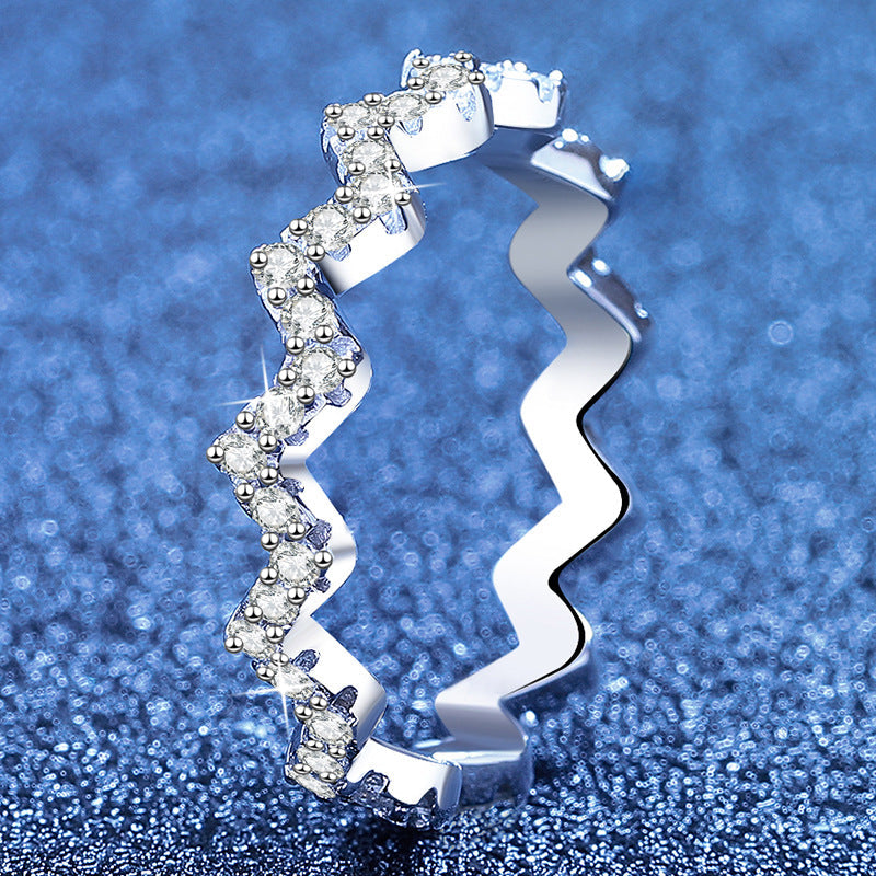 [Vera  Jewelry]CHIC WAVY MOISSANITE ETERNITY RING