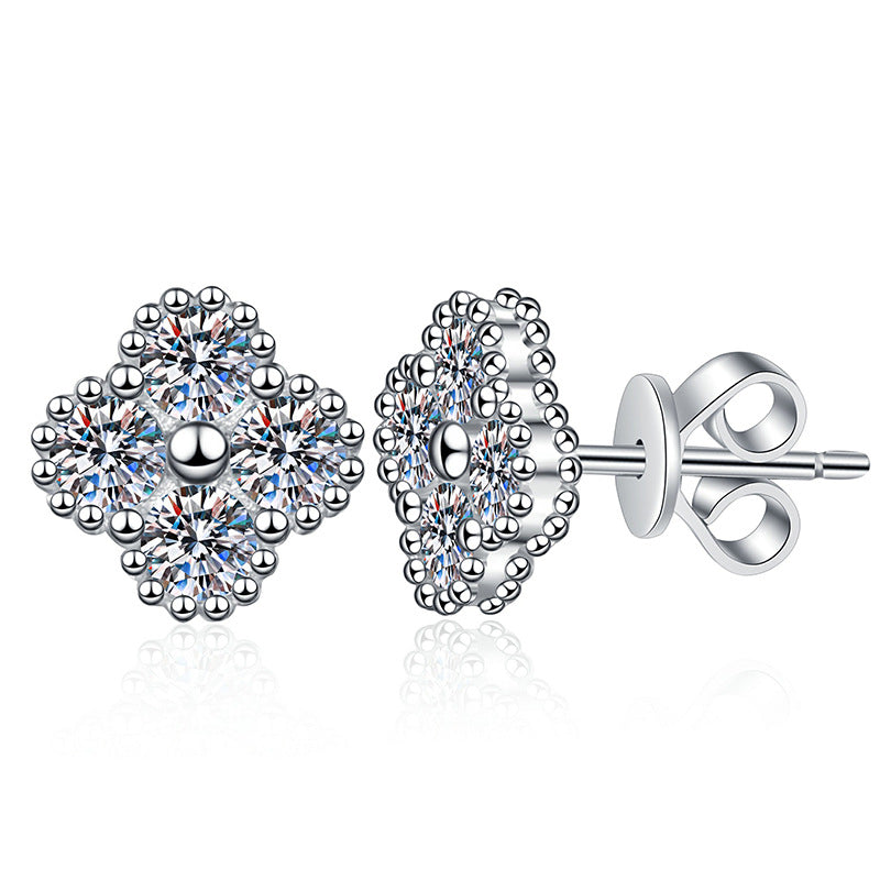 [Vera  Jewelry]ELEGANT FOUR-LEAF CLOVER MOISSANITE STUD EARRINGS
