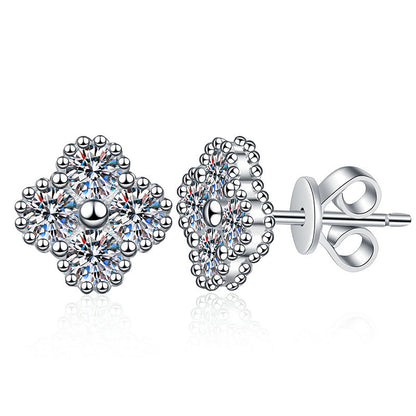 [Vera  Jewelry]ELEGANT FOUR-LEAF CLOVER MOISSANITE STUD EARRINGS
