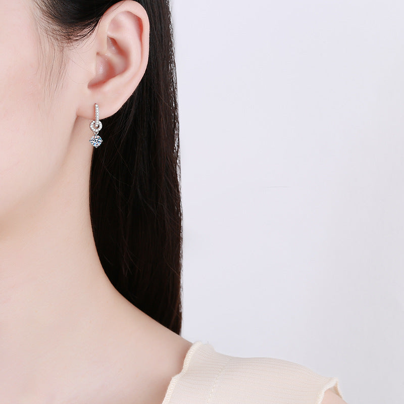 [Vera  Jewelry]INTERLOCKING DOUBLE RING MOISSANITE DROP EARRINGS