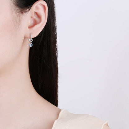 [Vera  Jewelry]INTERLOCKING DOUBLE RING MOISSANITE DROP EARRINGS