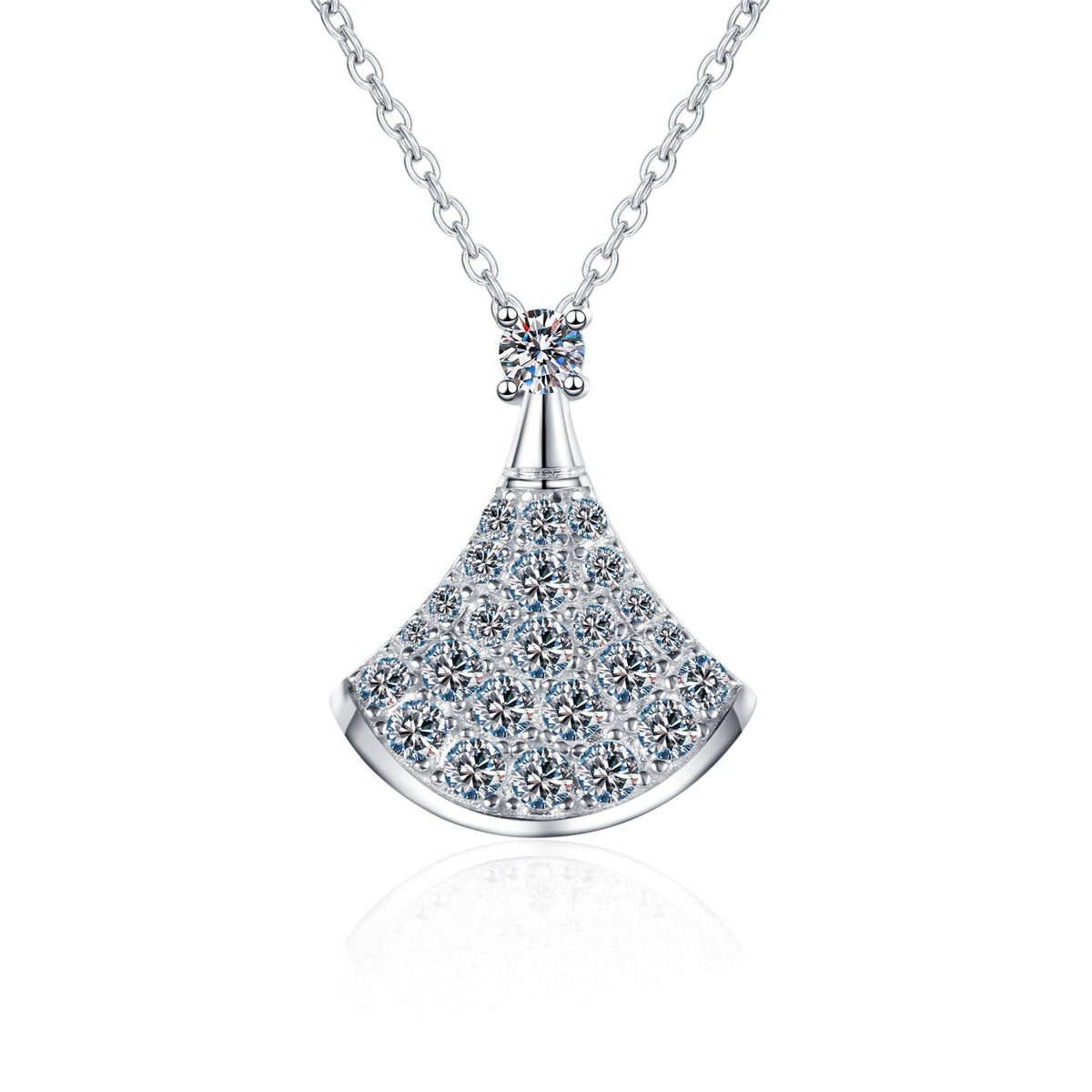 [Vera  Jewelry]ELEGANT FAN-SHAPED MOISSANITE PENDANT NECKLACE