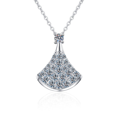 [Vera  Jewelry]ELEGANT FAN-SHAPED MOISSANITE PENDANT NECKLACE