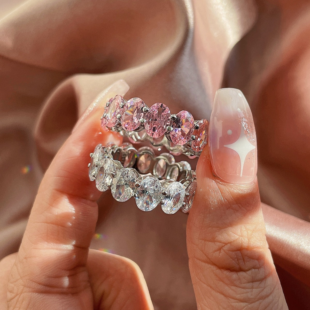 [Vera Jewelry]Dainty Elongated Cushion Cut Tennis Ring