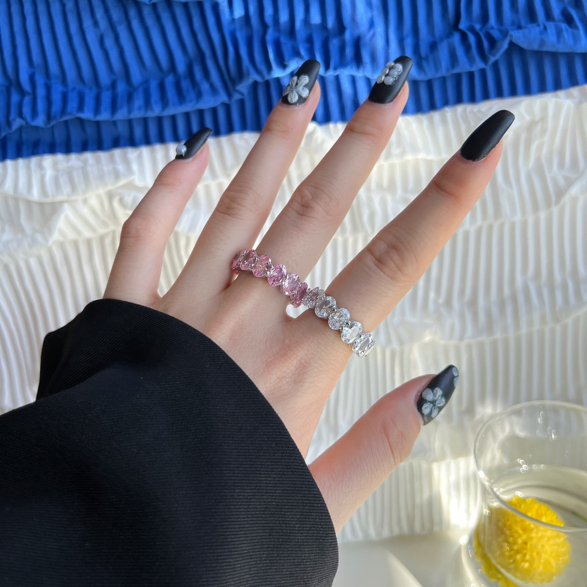 [Vera Jewelry]Dainty Elongated Cushion Cut Tennis Ring